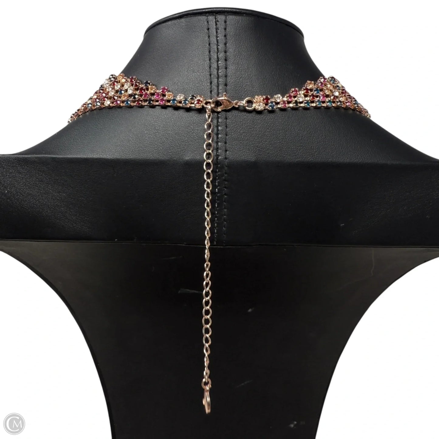 Pink Rhinestone Waterfall Bib Necklace By CMD, Size: Large