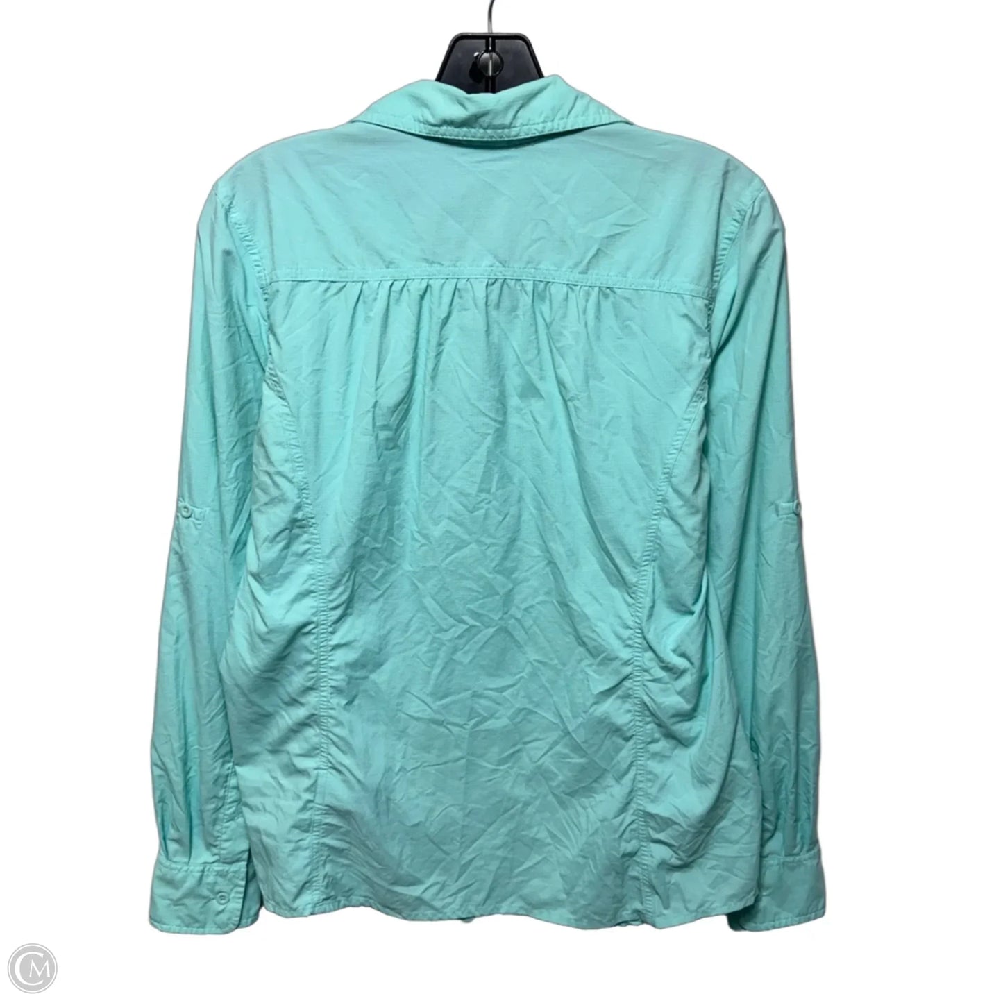 Athletic Top Long Sleeve Collar By The North Face In Aqua, Size: M