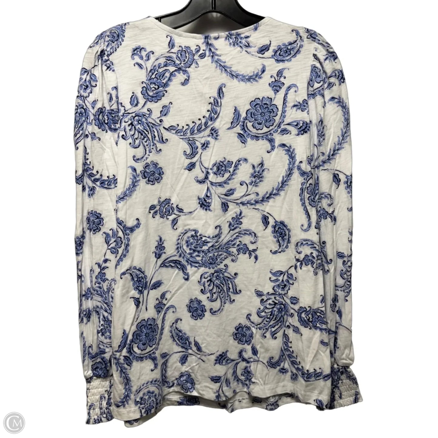 Top Long Sleeve By Belle By Kim Gravel In Blue & White, Size: S