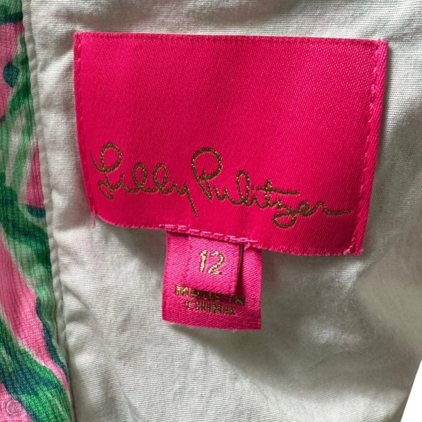 Shelli Pocket Dress Designer By Lilly Pulitzer In Green & Pink, Size: 12