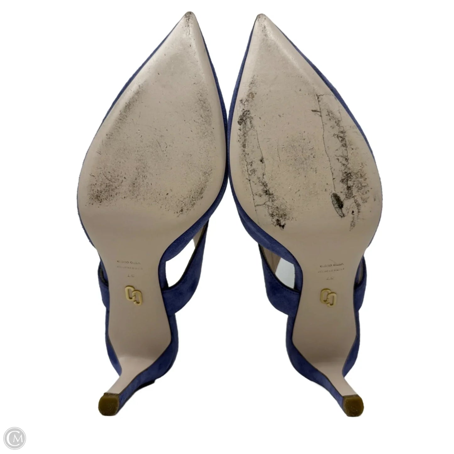 Adrian Suede Stiletto Mules By Cushinie et Ochs In Periwinkle, Size: 7
