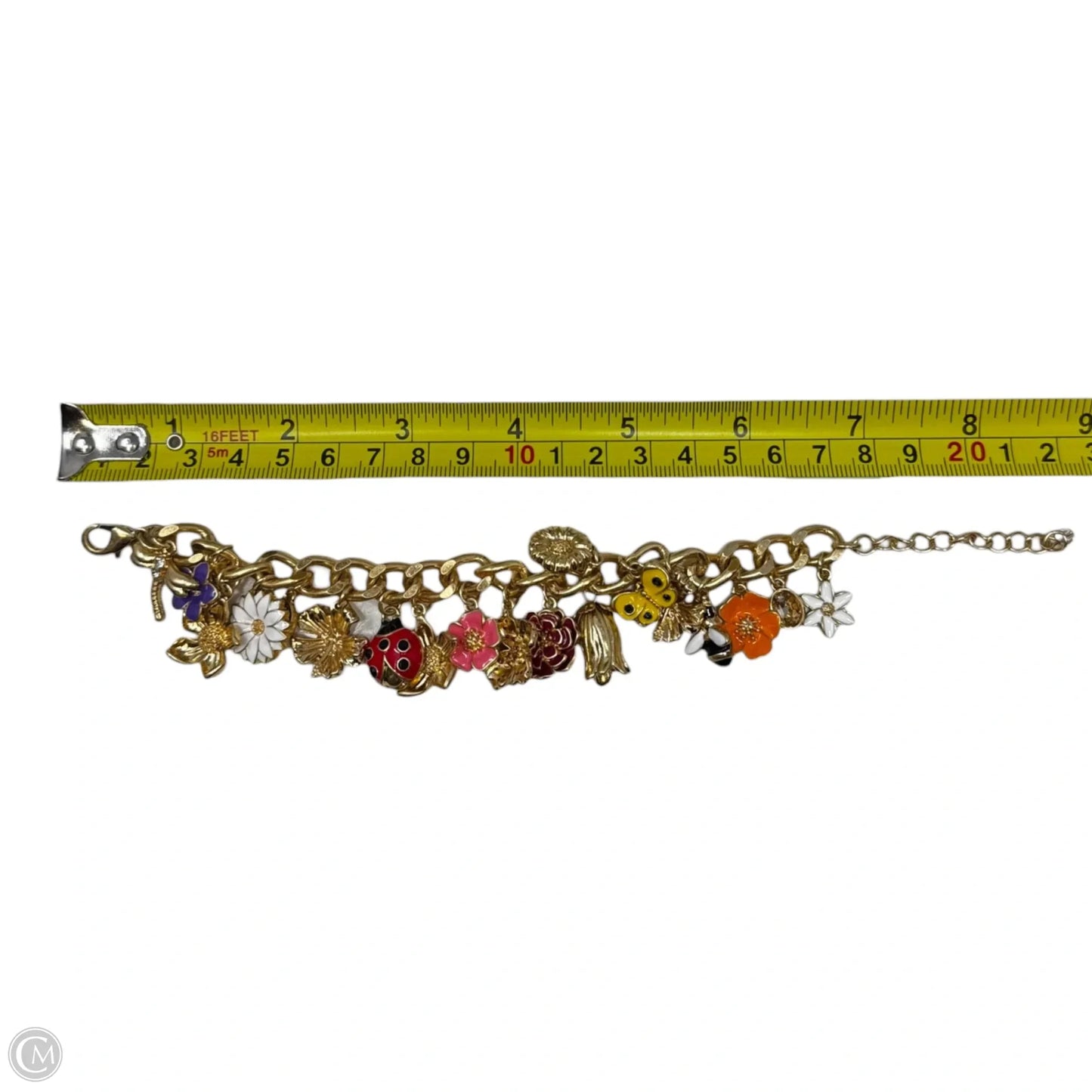 Gold Tone Charm Chain Bracelet