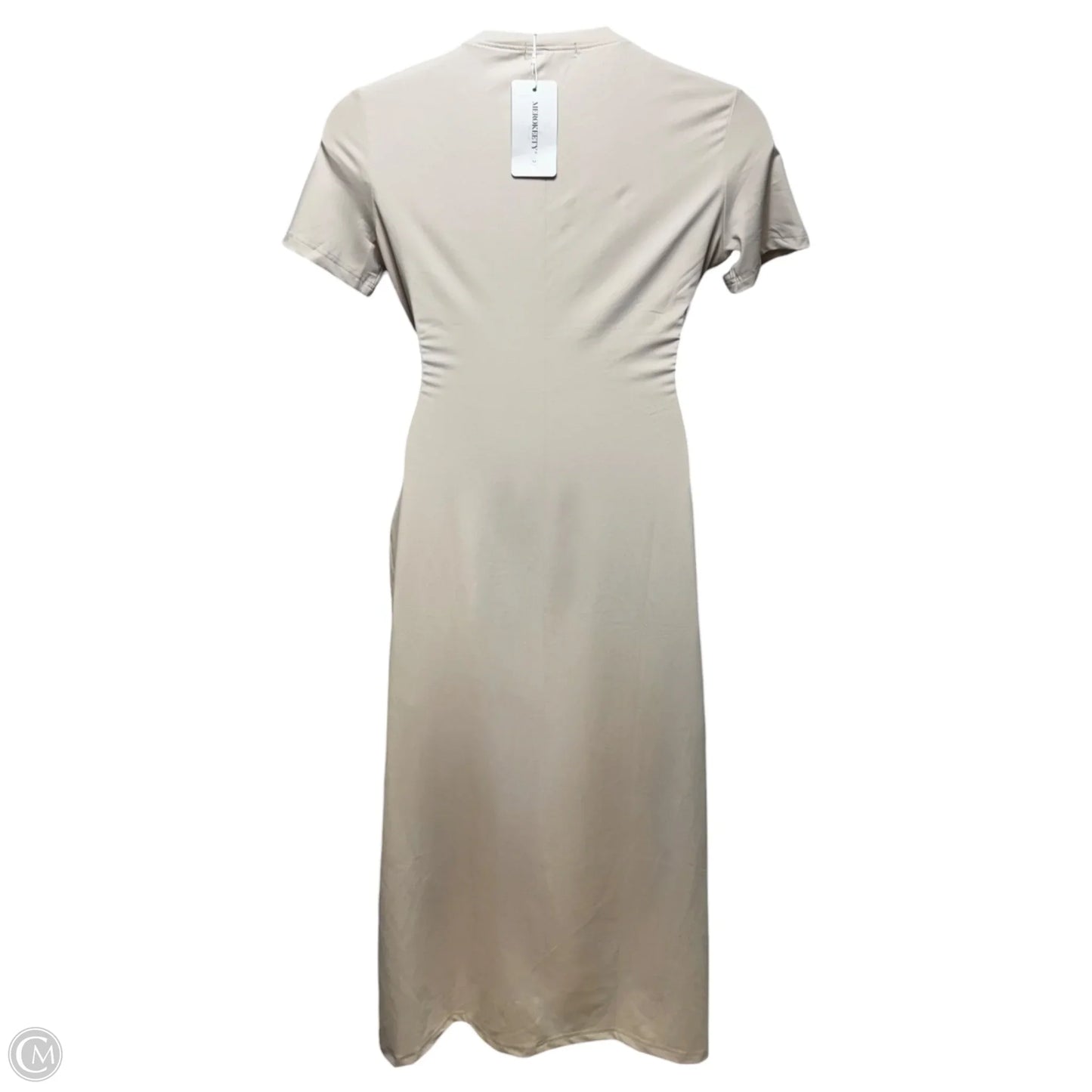Belted Dress Casual Midi By Merokeety In Beige, Size: M