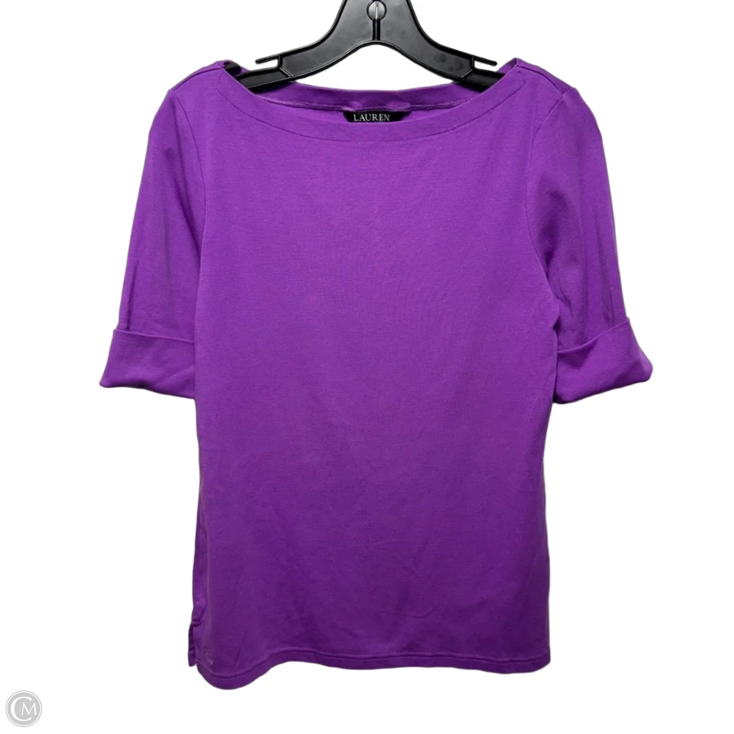 Top Short Sleeve Basic By Lauren By Ralph Lauren In Purple, Size: M