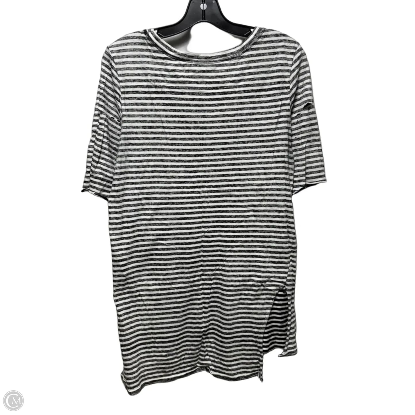 Distressed Top Short Sleeve By Free People In Black & White, Size: S