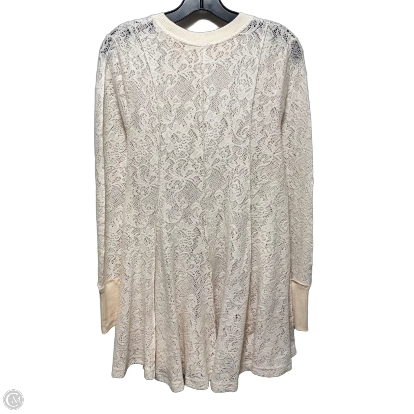 Open Knit Lace Tunic Long Sleeve By Free People In Cream, Size: S