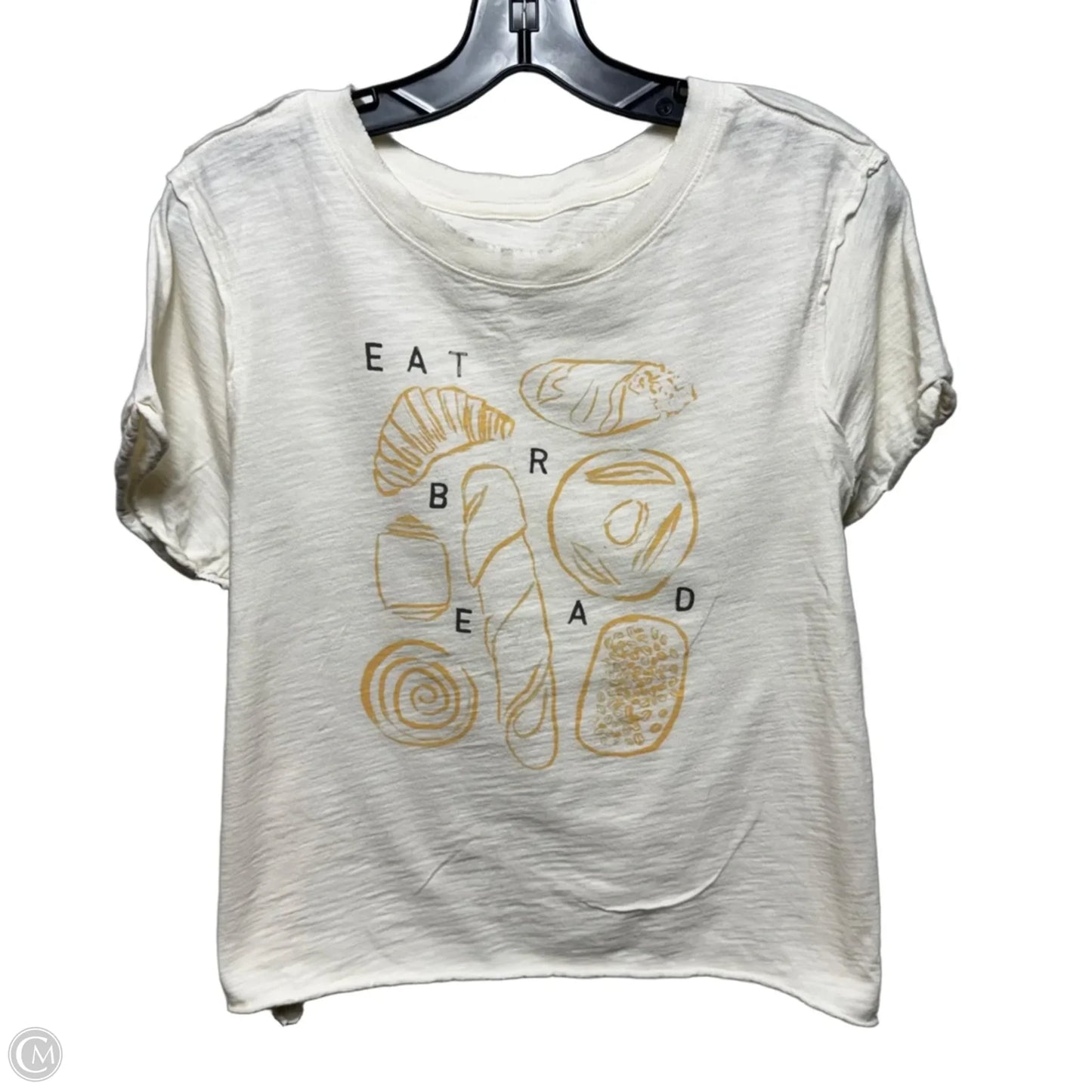 Eat Bread Graphic Top Short Sleeve By Maeve In Cream, Size: M