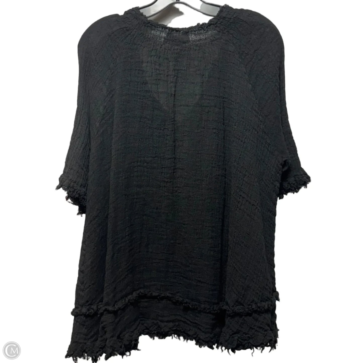 Top Short Sleeve By Tina Stephens In Black, Size: S
