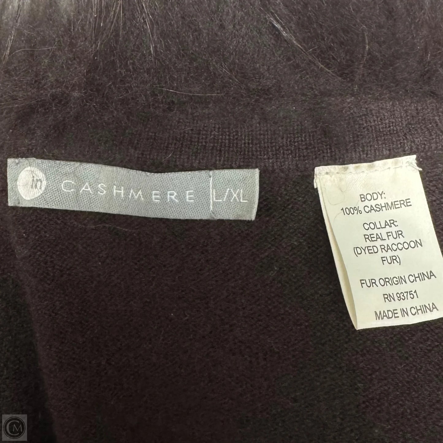 Dyed Raccoon Fur Trim Sweater Cardigan Cashmere By InCashmere In Brown, Size: L