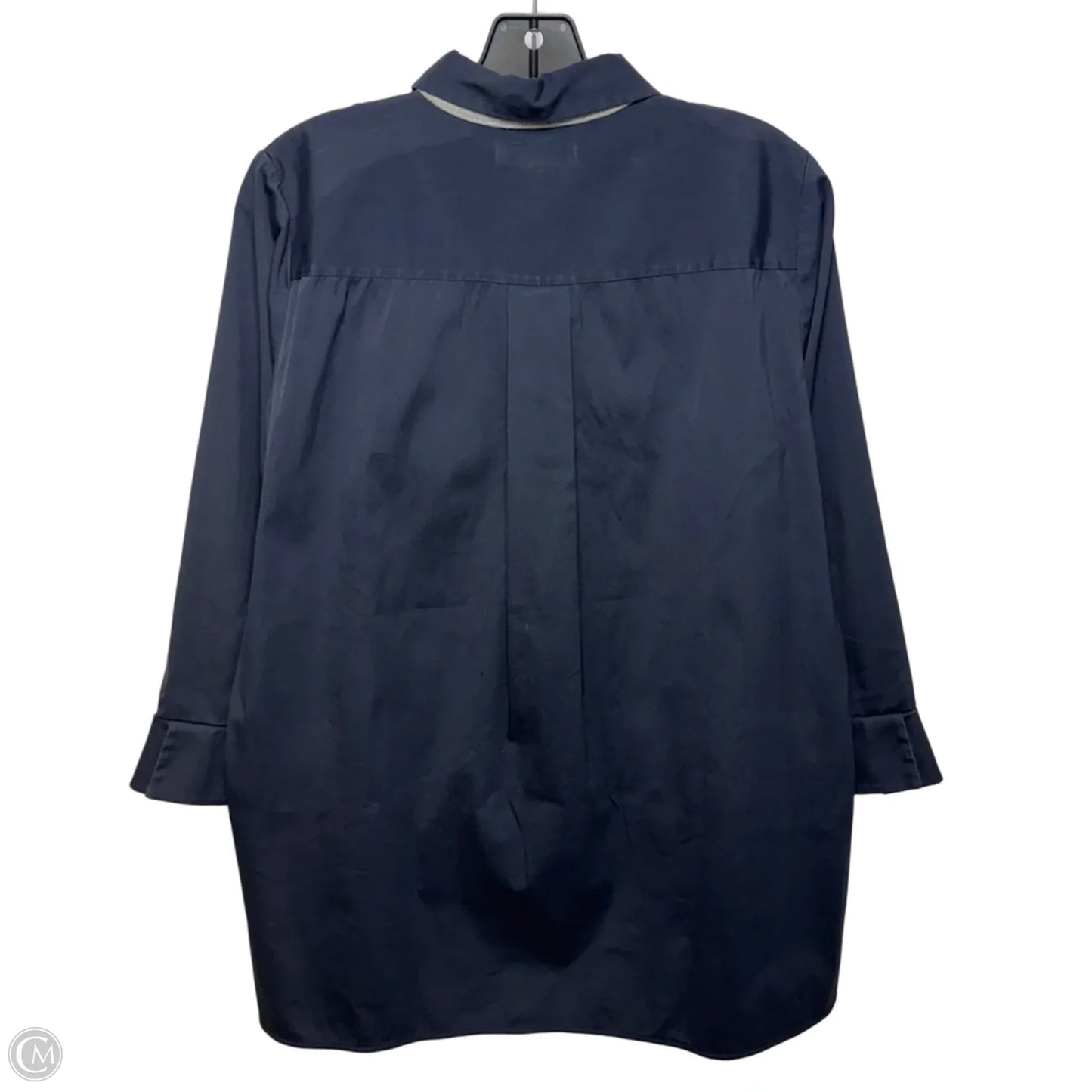 Top Long Sleeve Designer By Lafayette 148 In Navy, Size: M