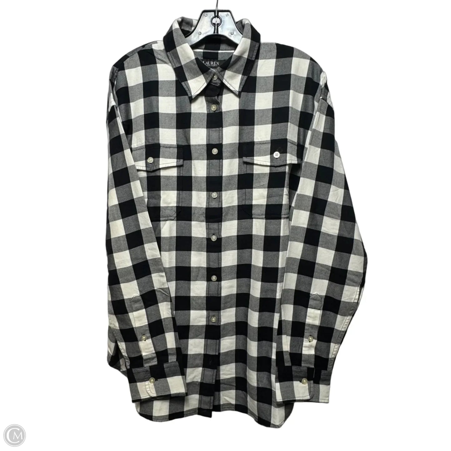 Top Long Sleeve By Lauren By Ralph Lauren In Checkered Pattern, Size: Xl