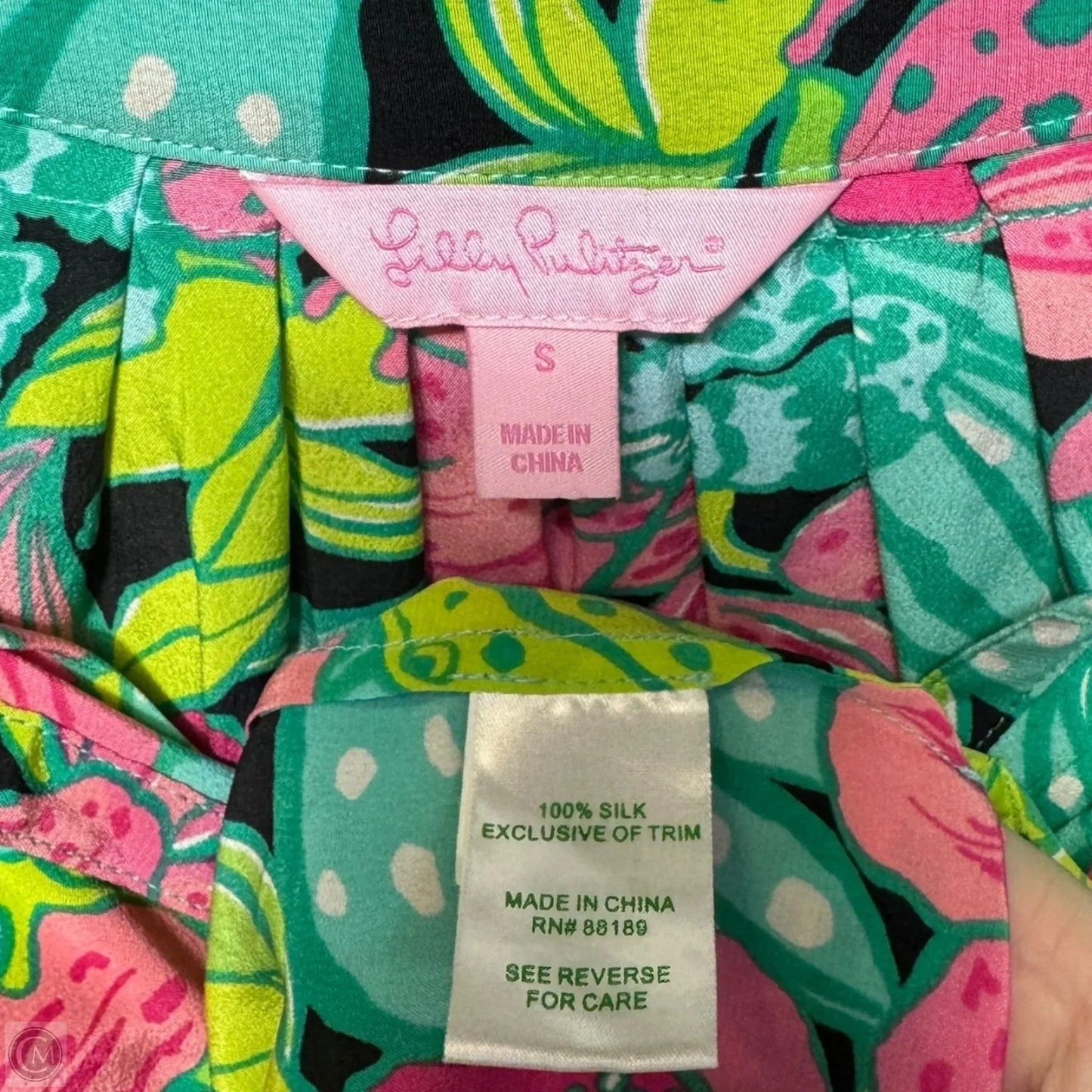 Silk Blouse Designer By Lilly Pulitzer In Tropical Print, Size: S