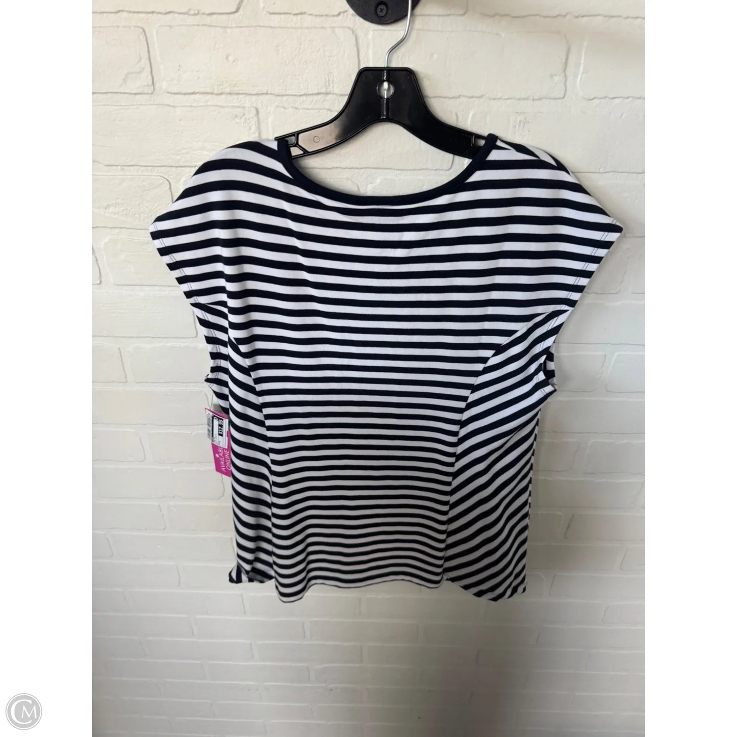 Top Short Sleeve By Cabi In Blue & White, Size: M