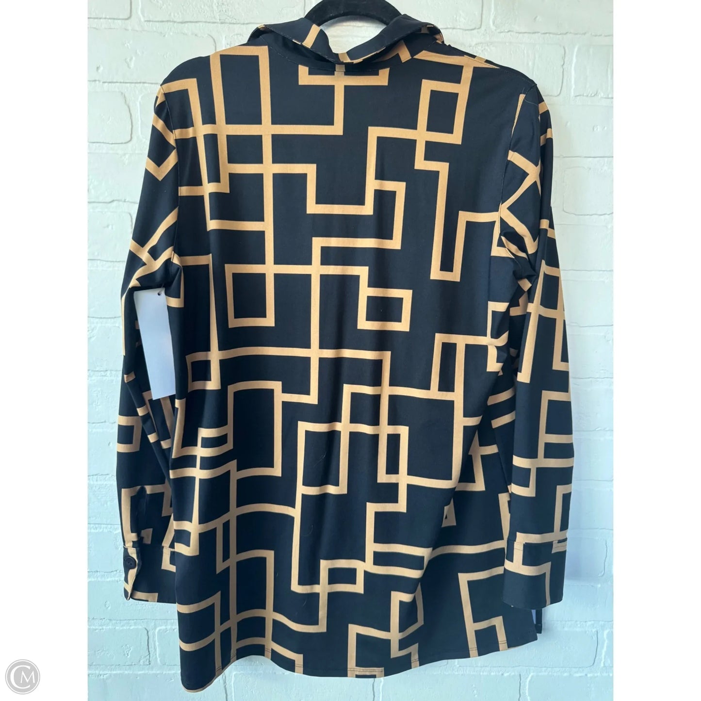 Tunic Long Sleeve By Foxcroft In Black & Brown, Size: M