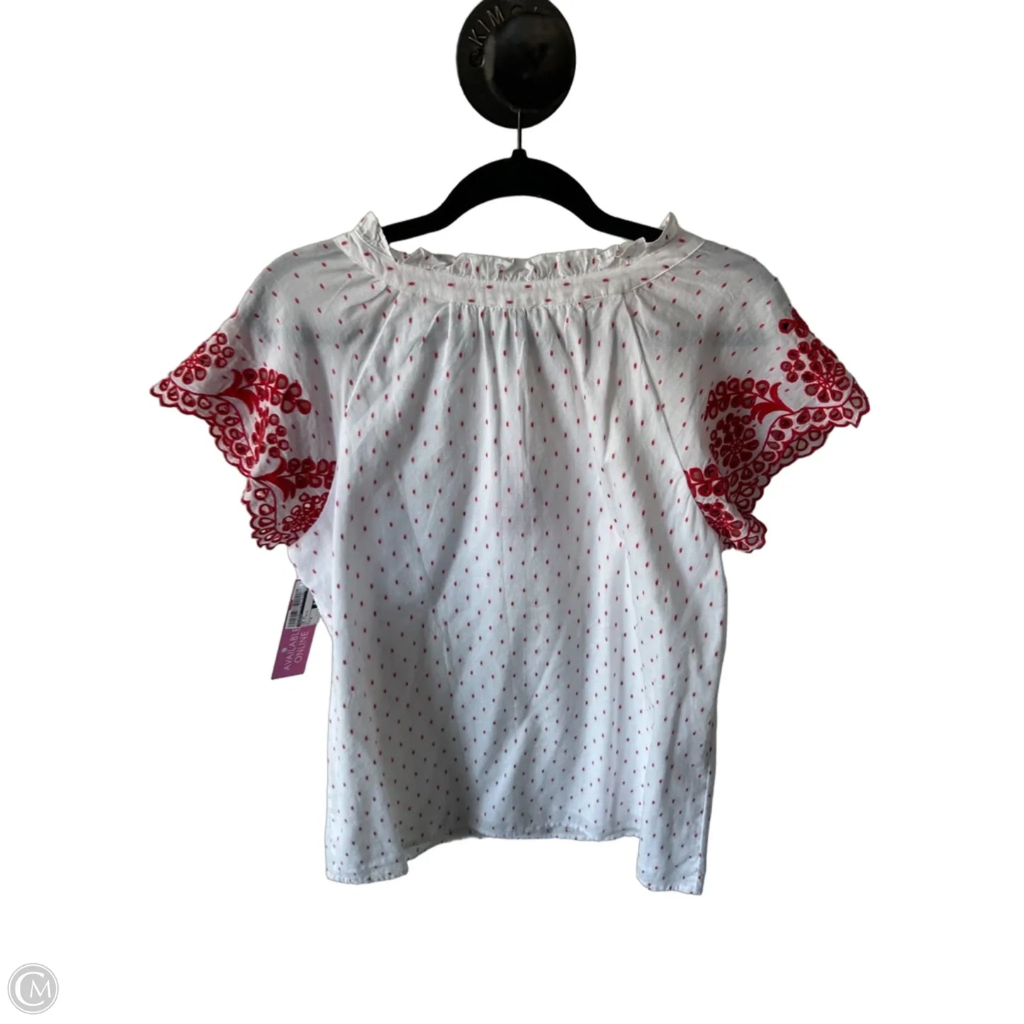 Top Short Sleeve By Talbots In Red & White, Size: M