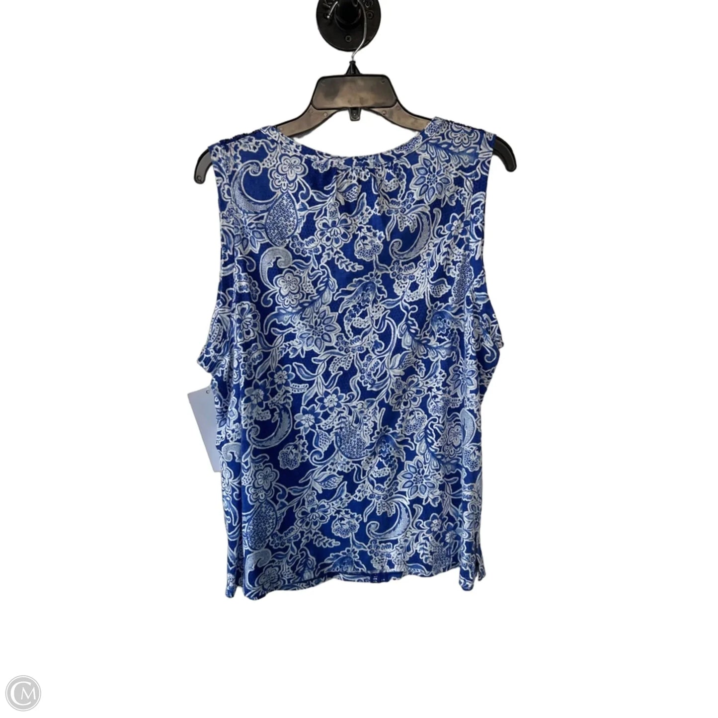 Top Sleeveless By Rafaella In Blue & White, Size: Xxl