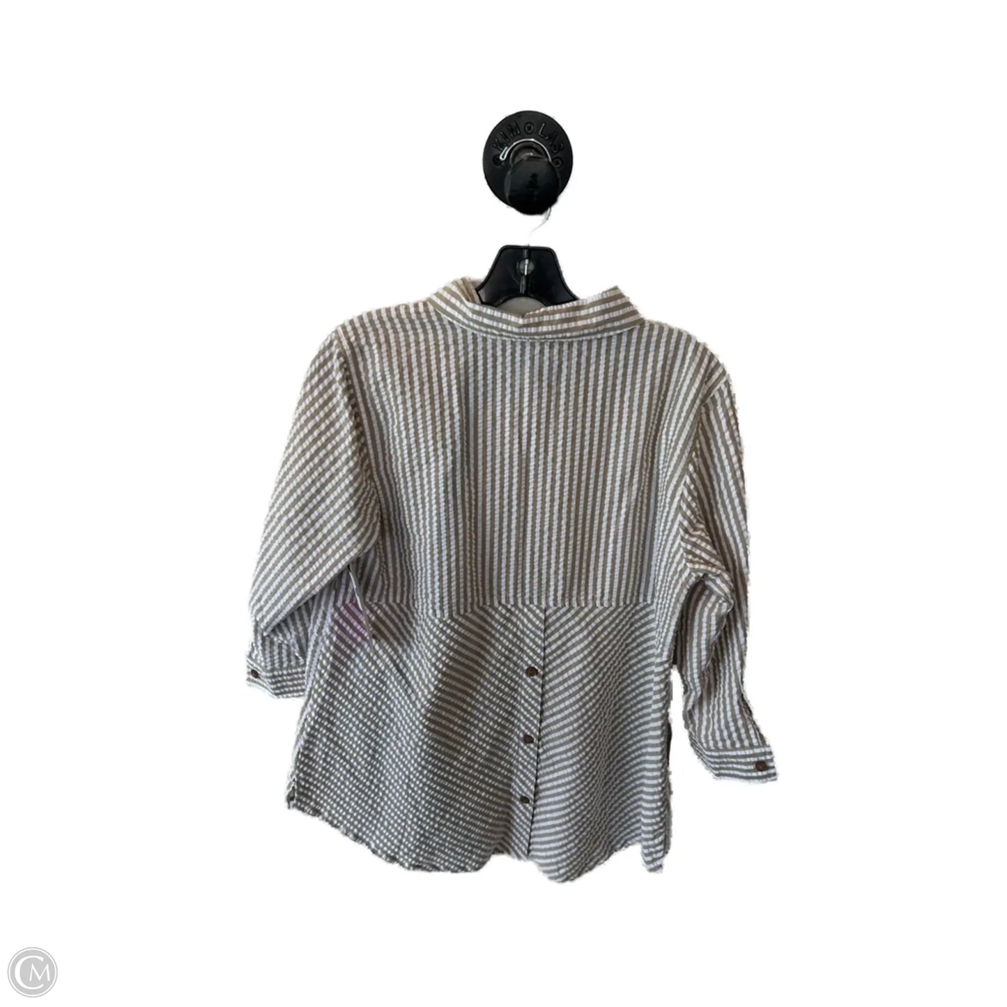 Jacket Shirt By Joan Rivers In Tan & White, Size: M