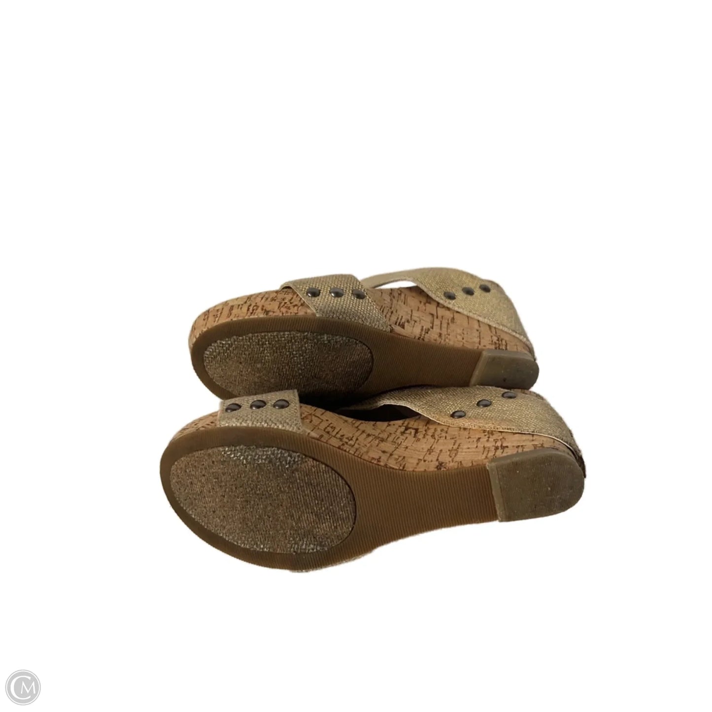 Sandals Heels Wedge By Lucky Brand In Gold & Tan, Size: 6