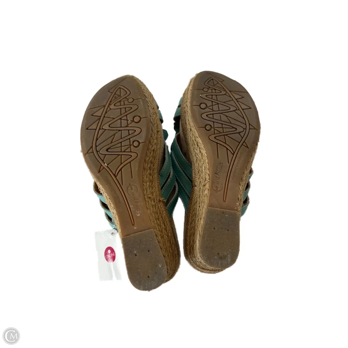 Sandals Heels Wedge By Earthies In Teal, Size: 6