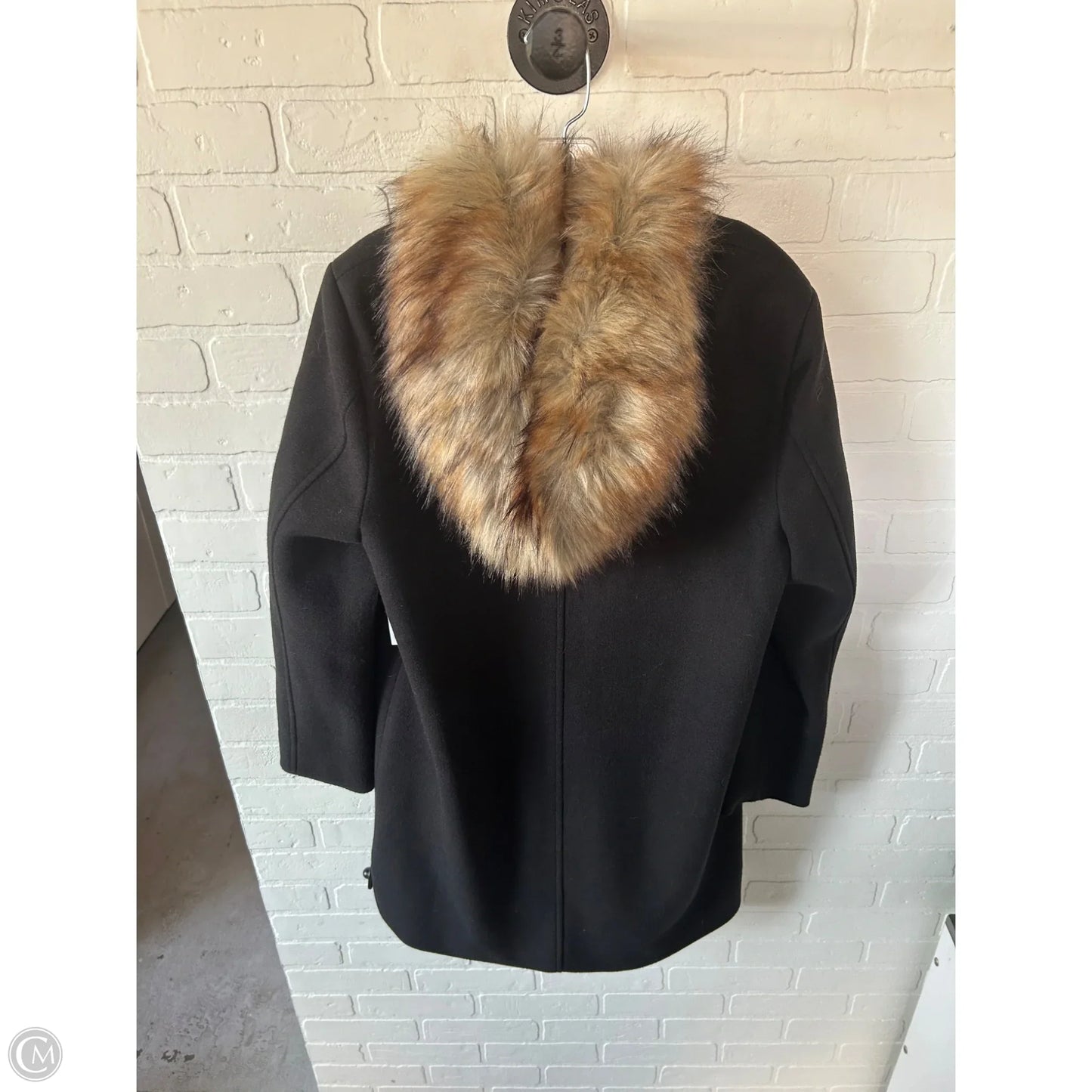 Coat Peacoat By Nine West In Black & Tan, Size: L