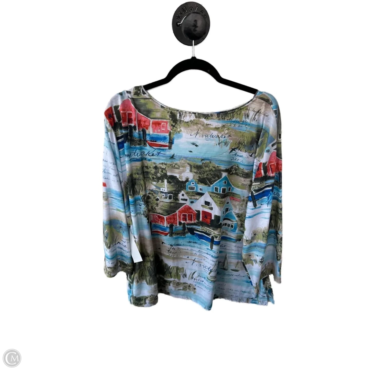 Top 3/4 Sleeve By Allison Daley In Blue & Green, Size: 3x