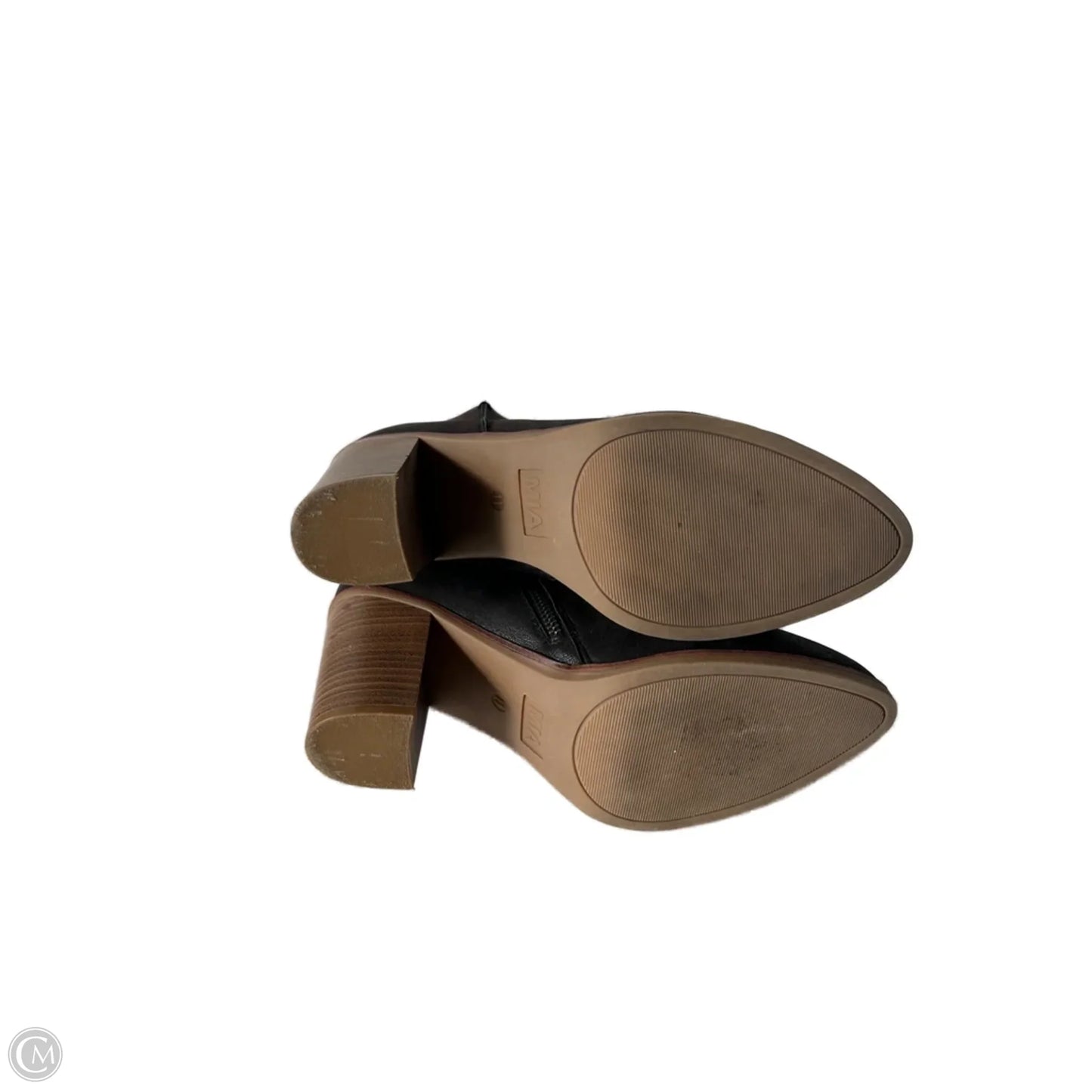 Boots Ankle Heels By Mia In Black & Tan, Size: 11