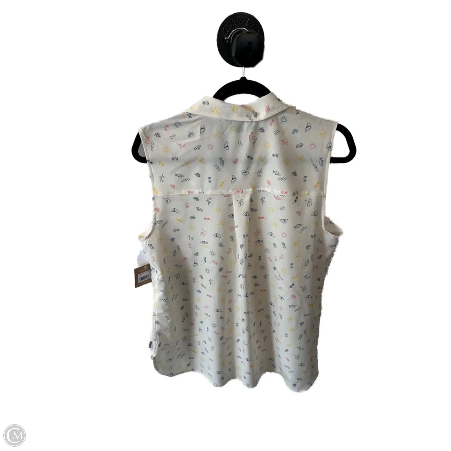 Top Sleeveless By Eddie Bauer In Cream & Pink, Size: L