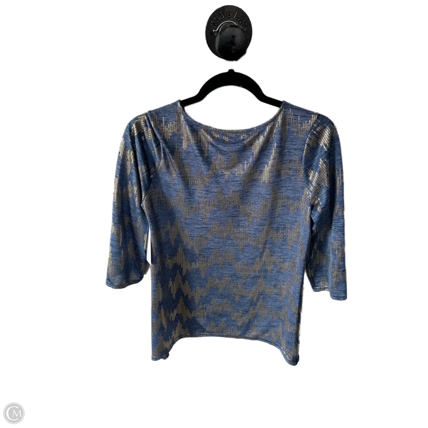 Top Short Sleeve By Peck And Peck In Blue & Gold, Size: S