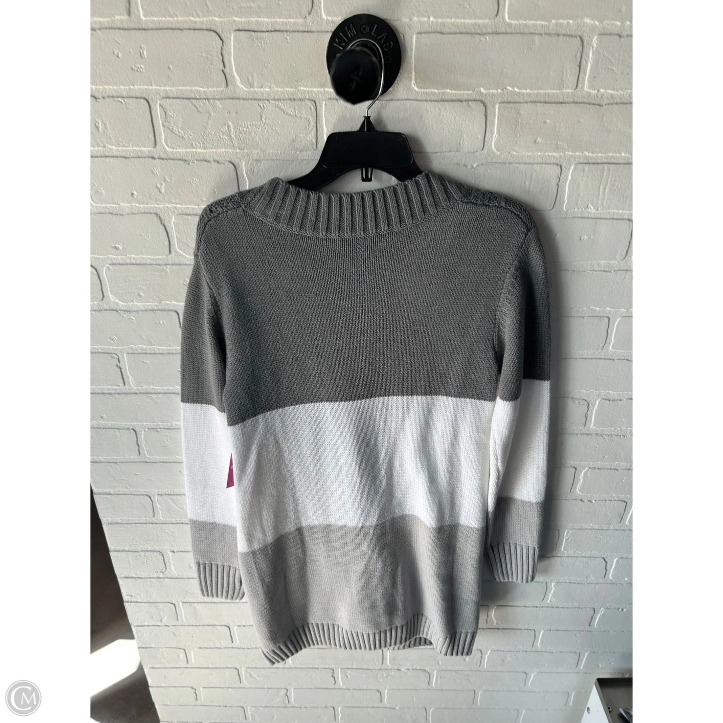 Sweater Cardigan By Cme In Grey & White, Size: L