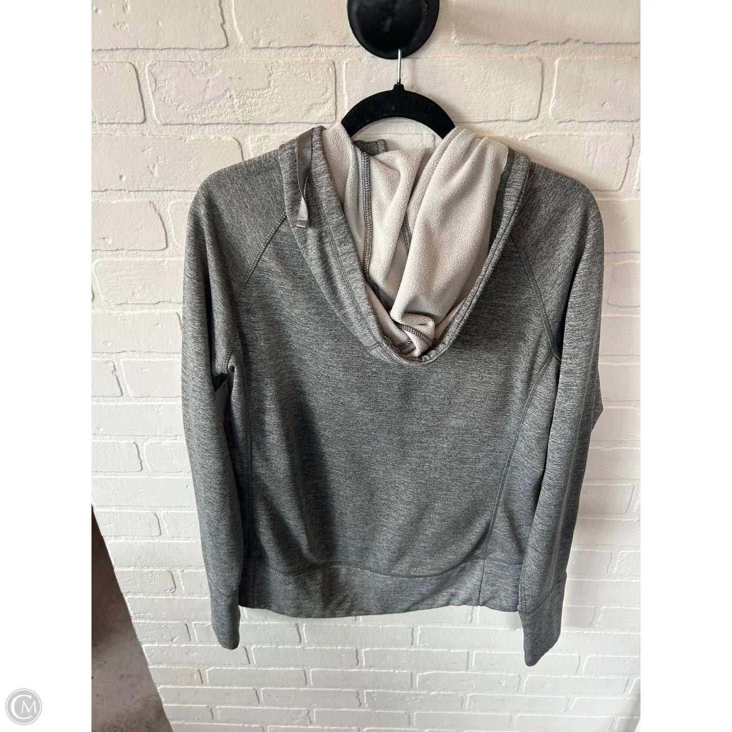 Athletic Sweatshirt Hoodie By Reebok In Grey, Size: L