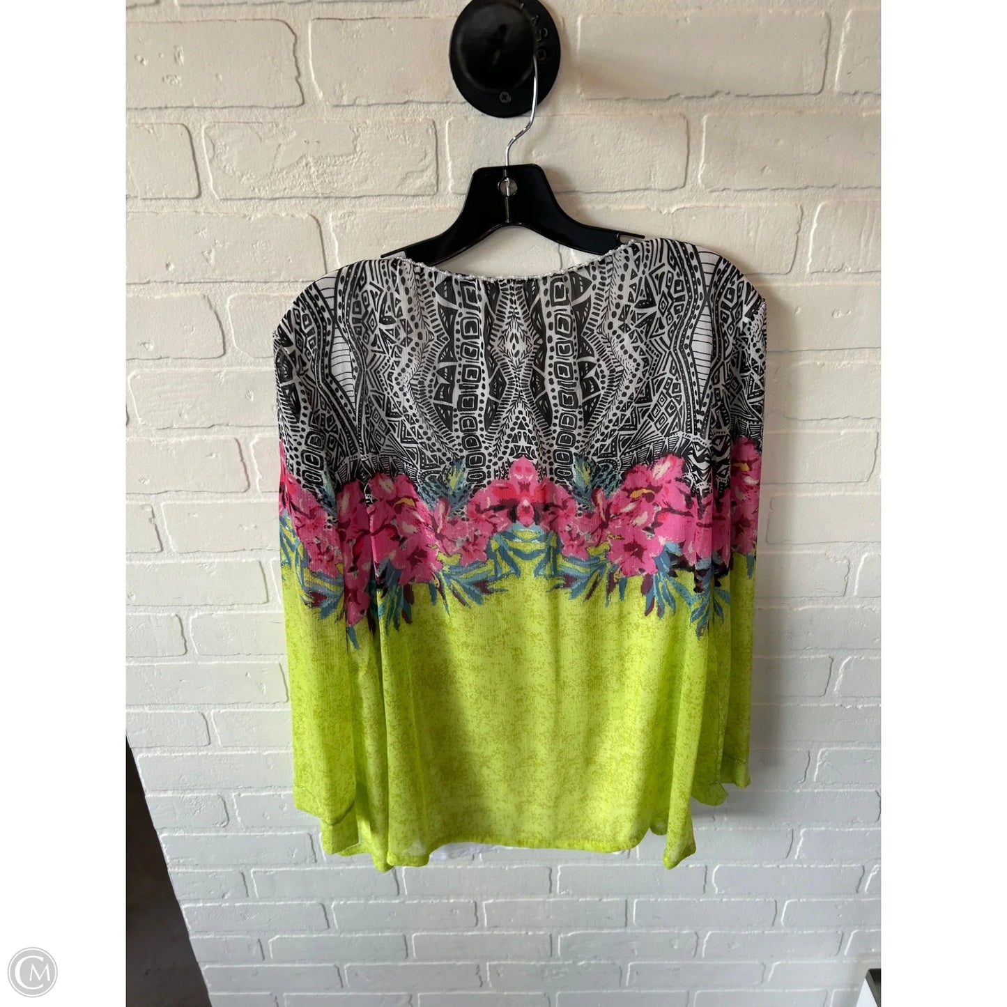 Top Long Sleeve By Soft Surroundings In Green & Pink, Size: M