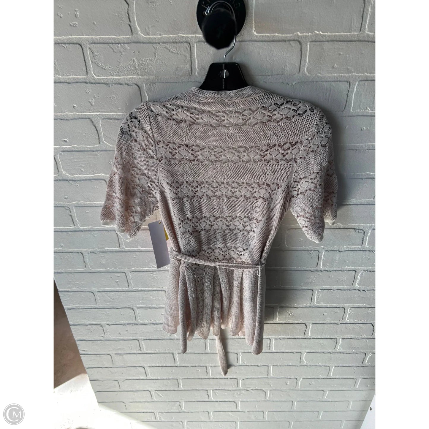 Sweater Cardigan By Knitted And Knotted In Tan & White, Size: S