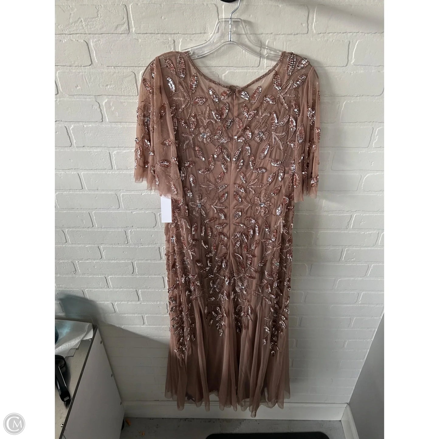 Dress Party Long By Adrianna Papell In Pink & Tan, Size: 1x