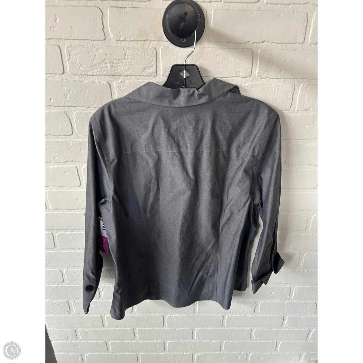 Blouse Long Sleeve By Foxcroft In Grey, Size: M