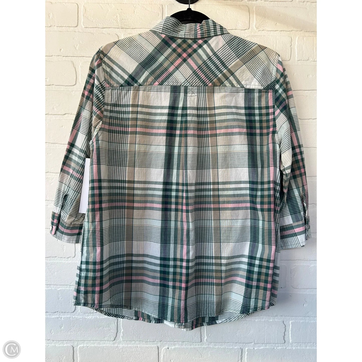 Top 3/4 Sleeve By Sonoma In Green & White, Size: L