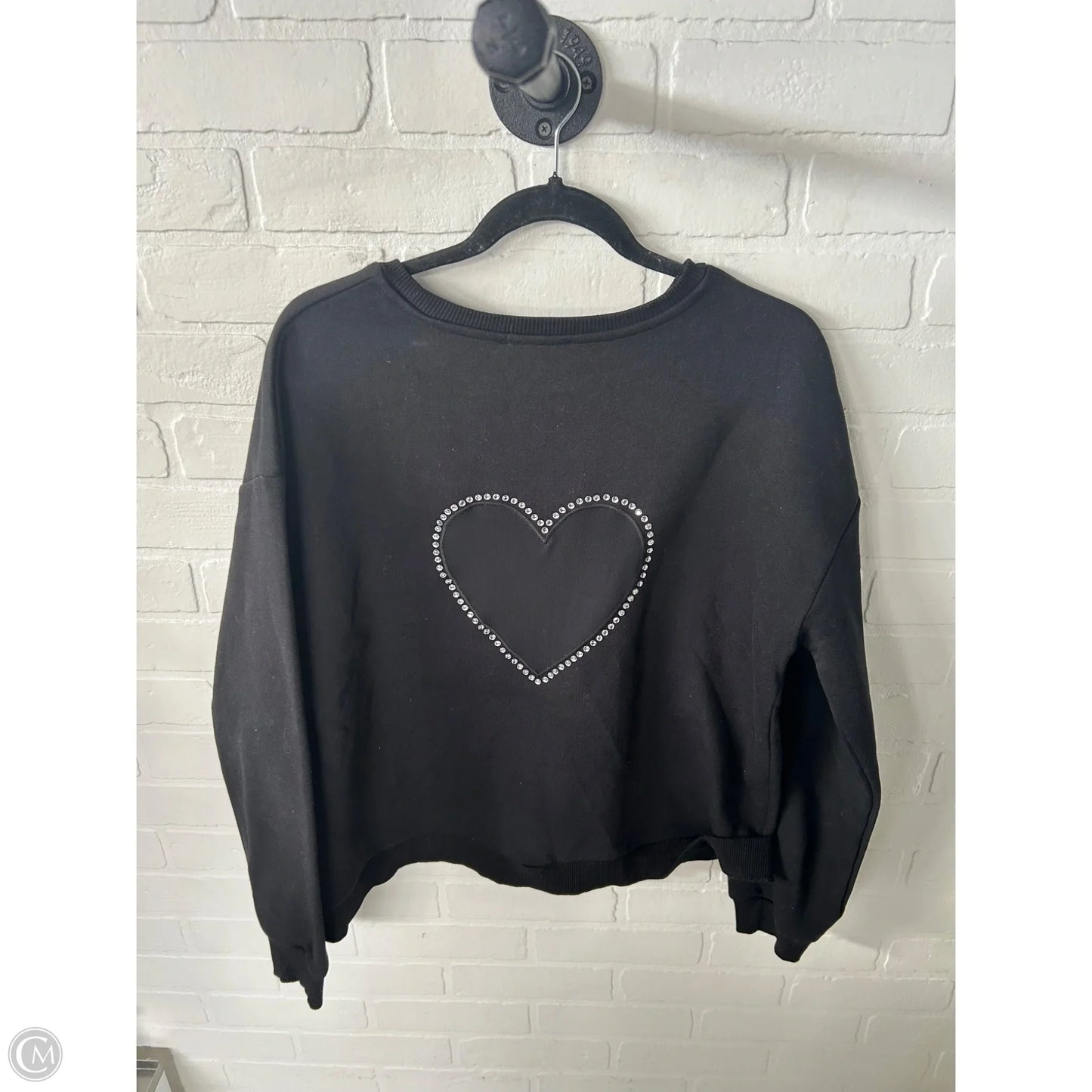 Sweatshirt Crewneck By Francesca's In Black & Silver, Size: M