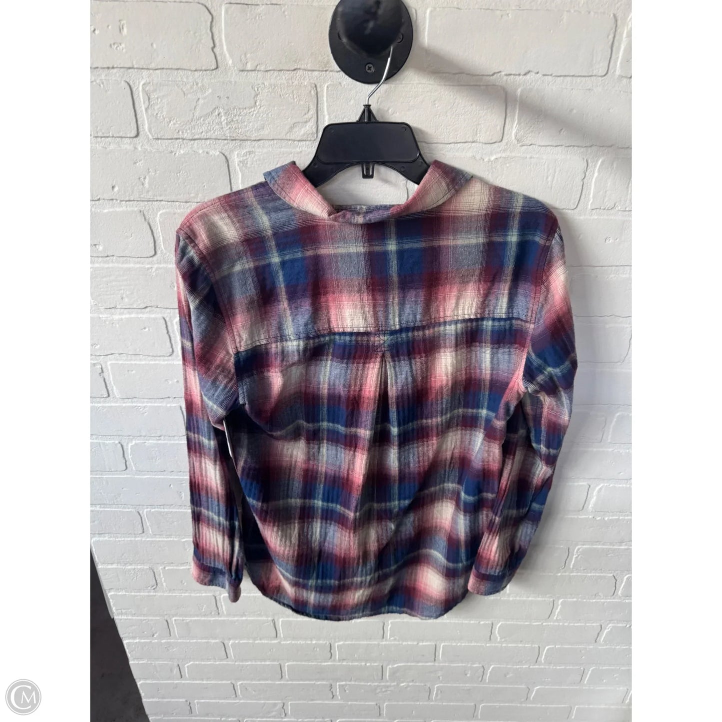 Top Long Sleeve By American Eagle In Blue & Pink, Size: M