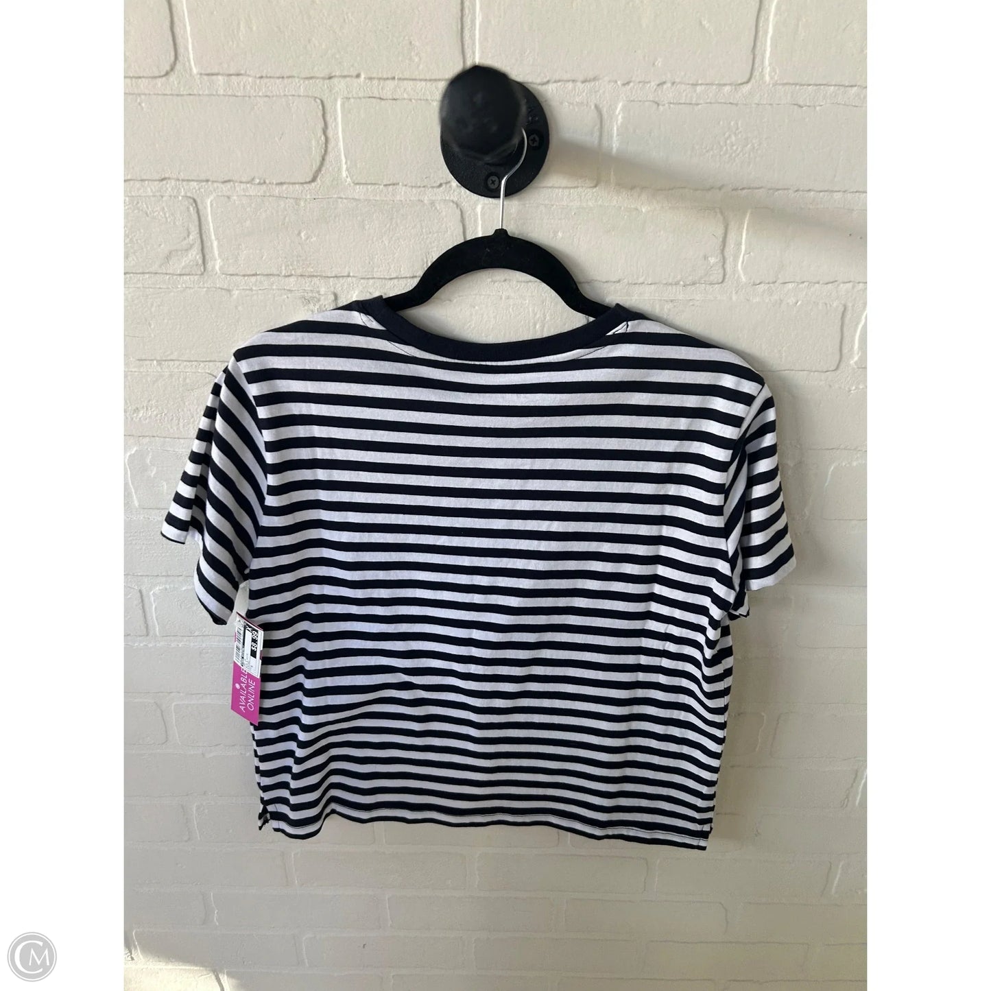 Top Short Sleeve By Free Assembly In Blue & White, Size: S