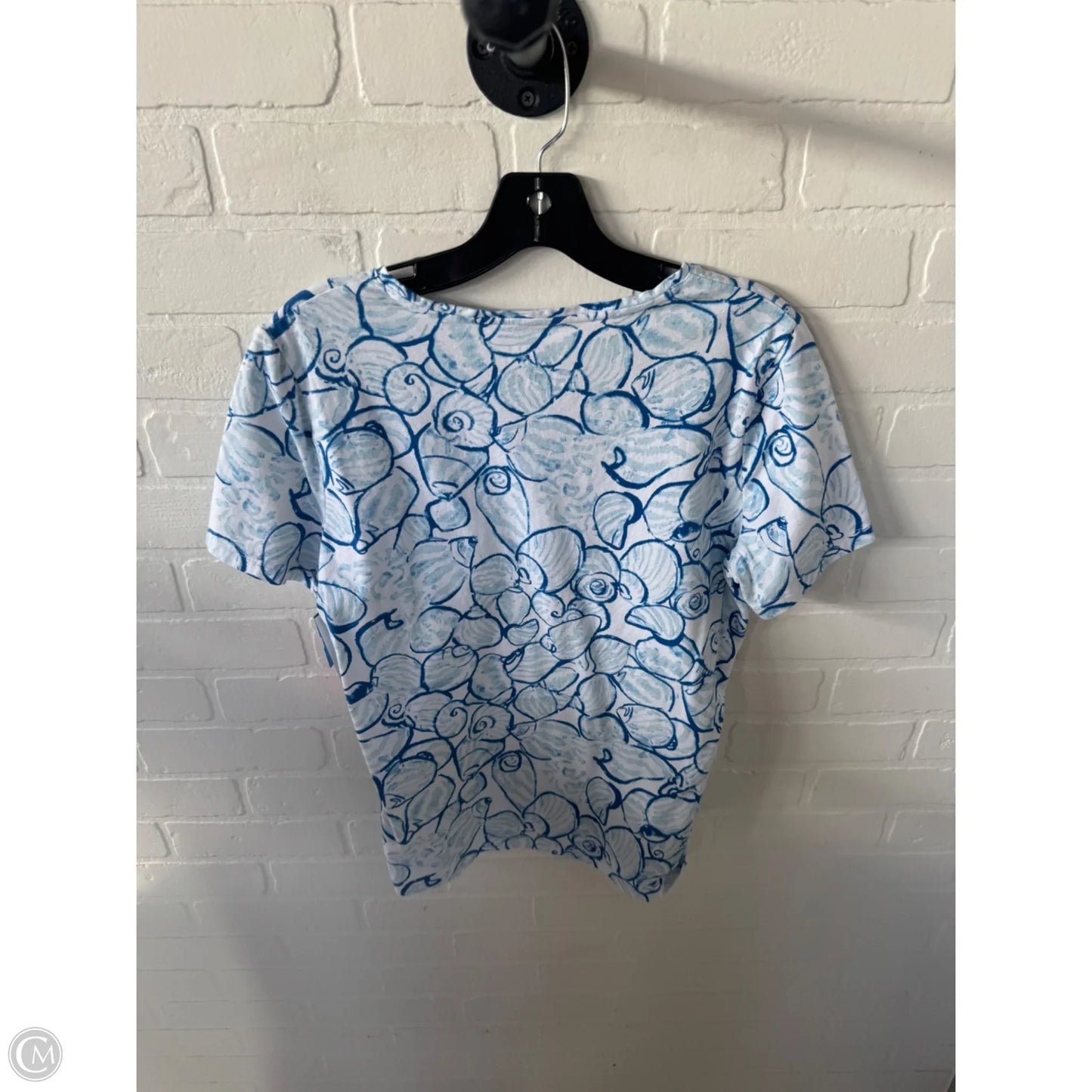 Top Short Sleeve By Talbots In Blue & White, Size: M