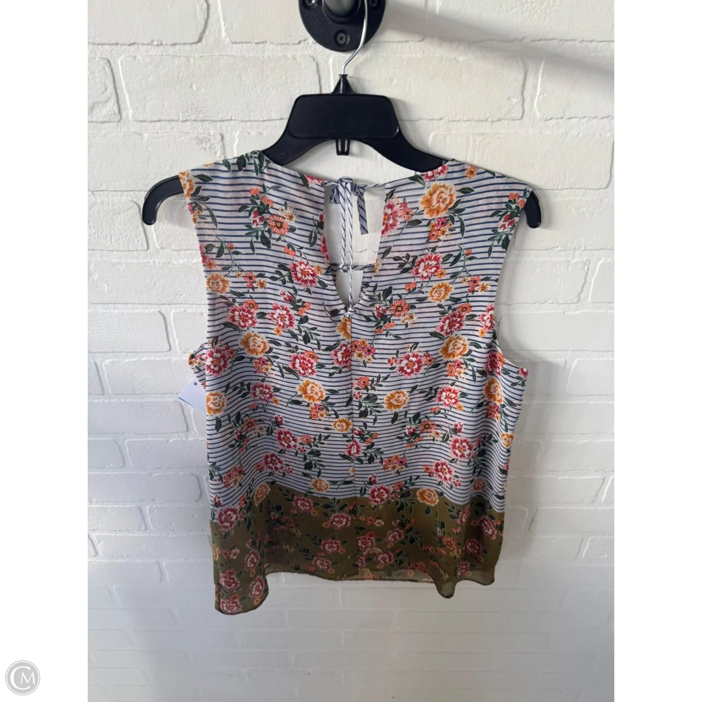 Blouse Sleeveless By Cabi In Blue & Grey, Size: M