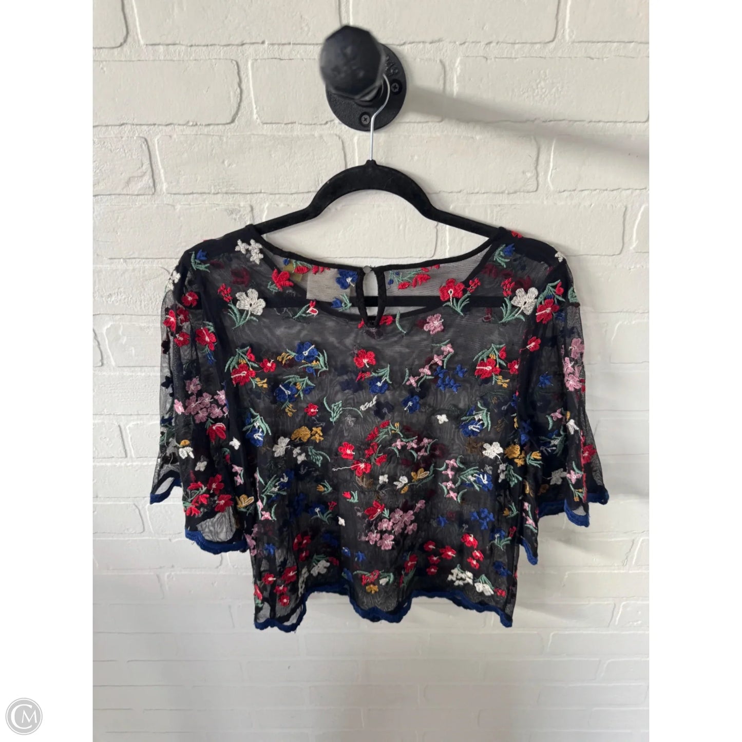 Top Short Sleeve By Maeve In Black & Red, Size: S