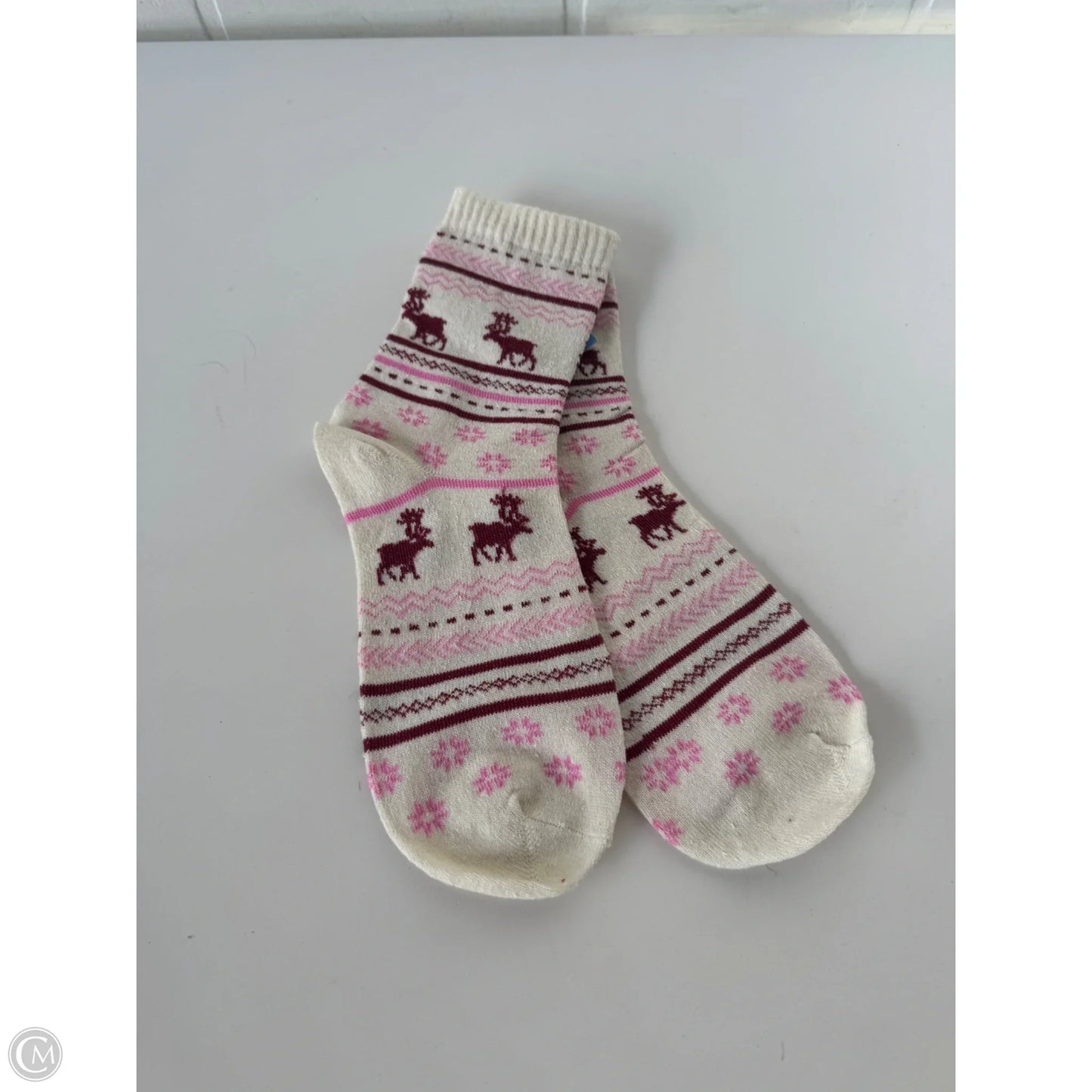 Socks By Clothes Mentor In Pink & White, Size: Osfm