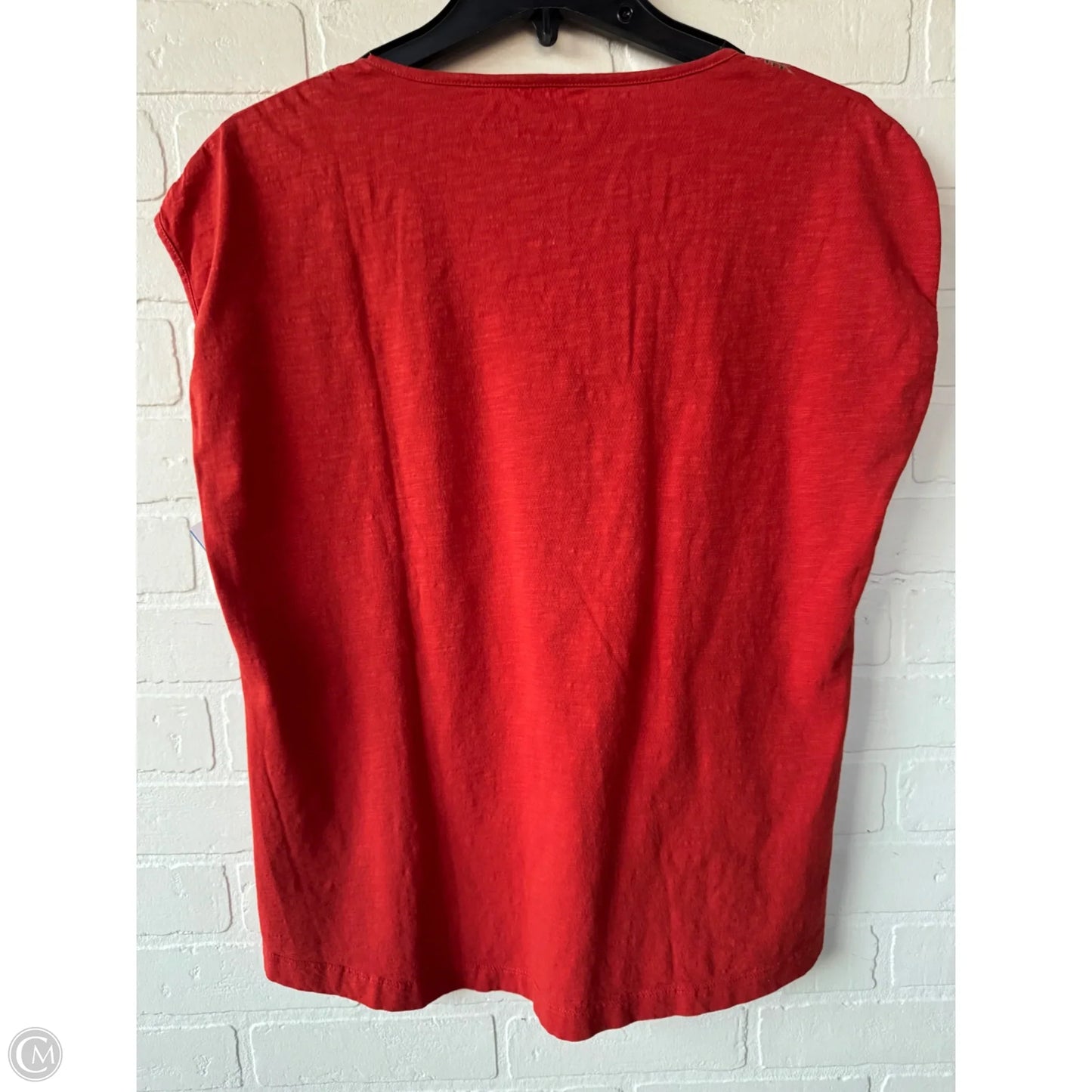 Top Short Sleeve By Eddie Bauer In Orange & Tan, Size: L