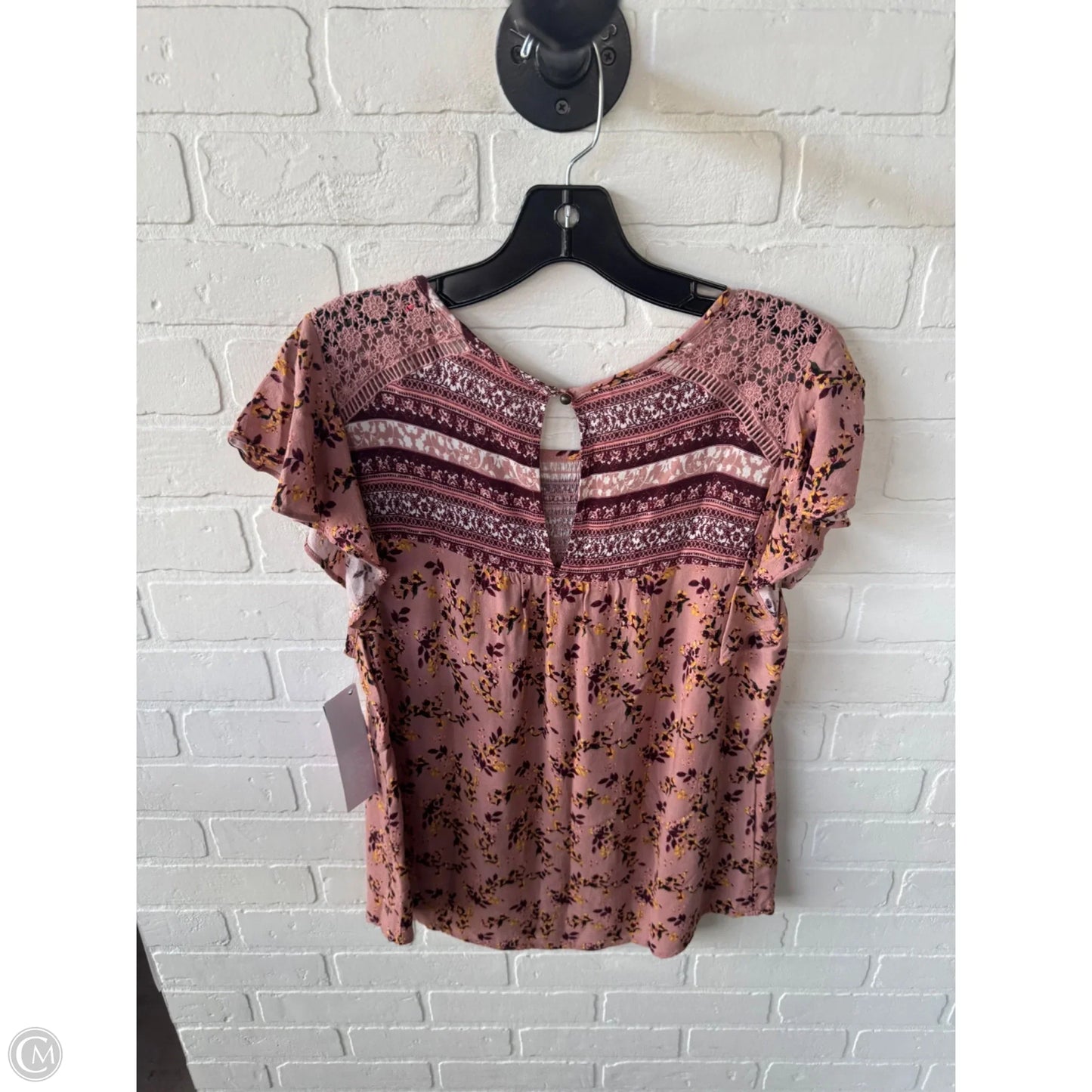 Top Short Sleeve By Rewind In Pink & Yellow, Size: Xl