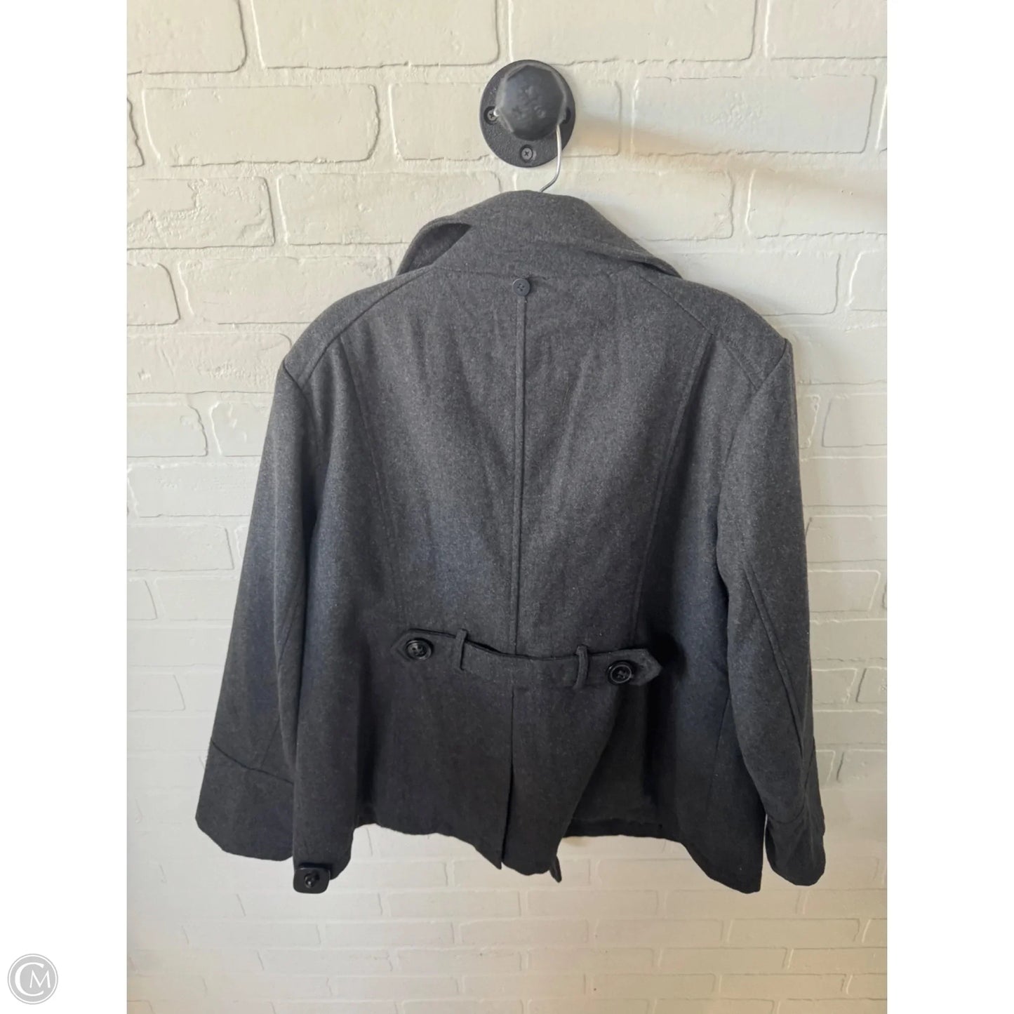 Coat Peacoat By Clothes Mentor In Grey, Size: 1x