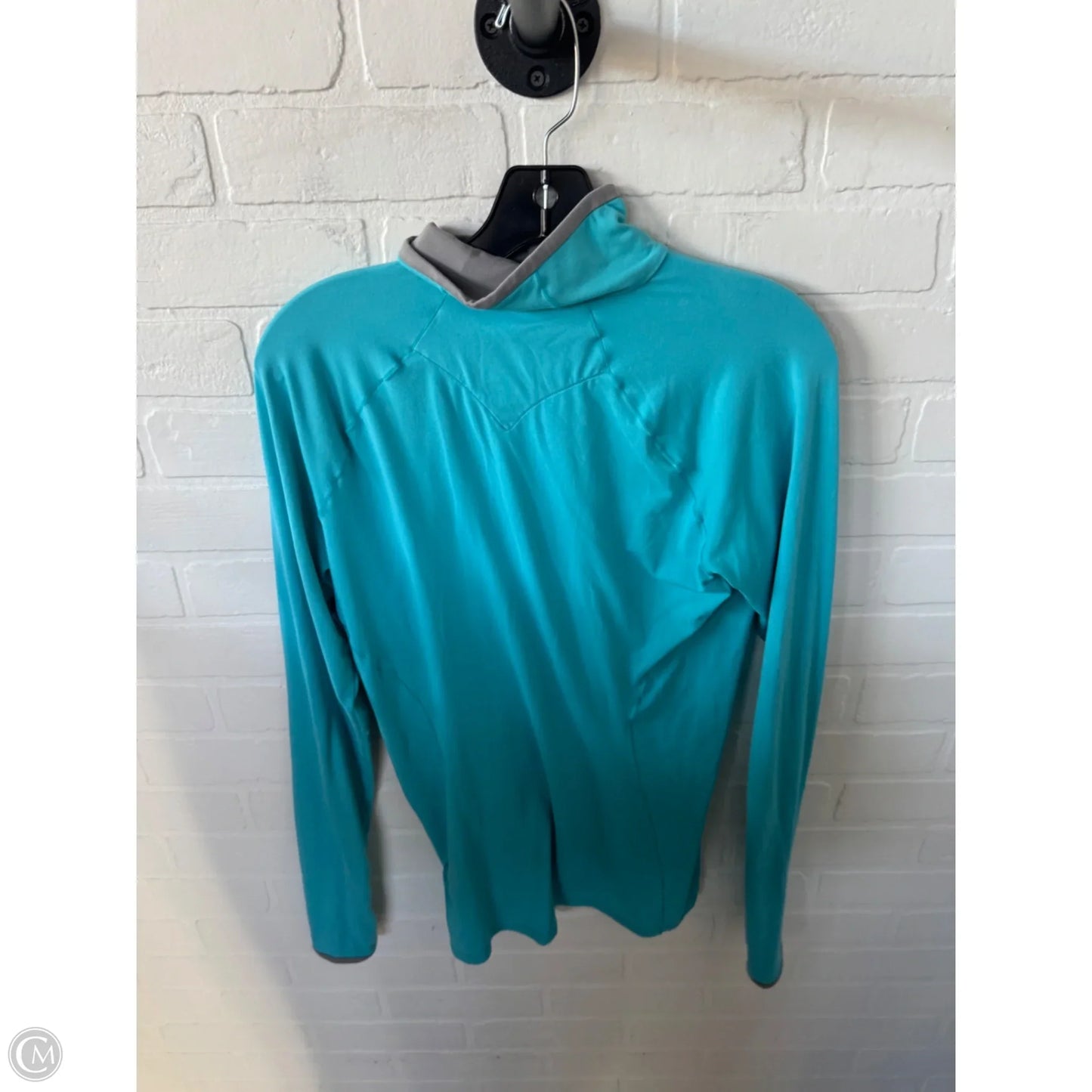 Athletic Top Long Sleeve Collar By Eddie Bauer In Blue & Grey, Size: M