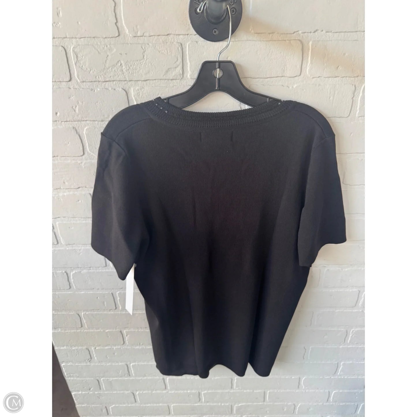 Sweater Short Sleeve By Sag Harbor In Black, Size: 1x