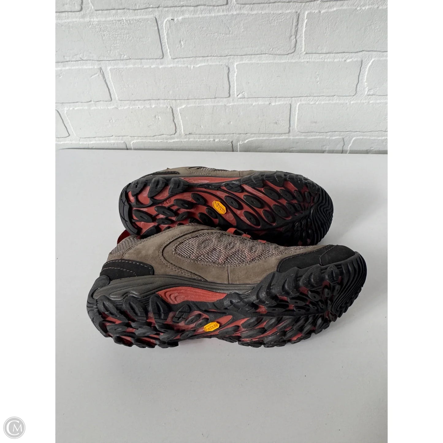 Shoes Hiking By Merrell In Brown & Orange, Size: 7.5