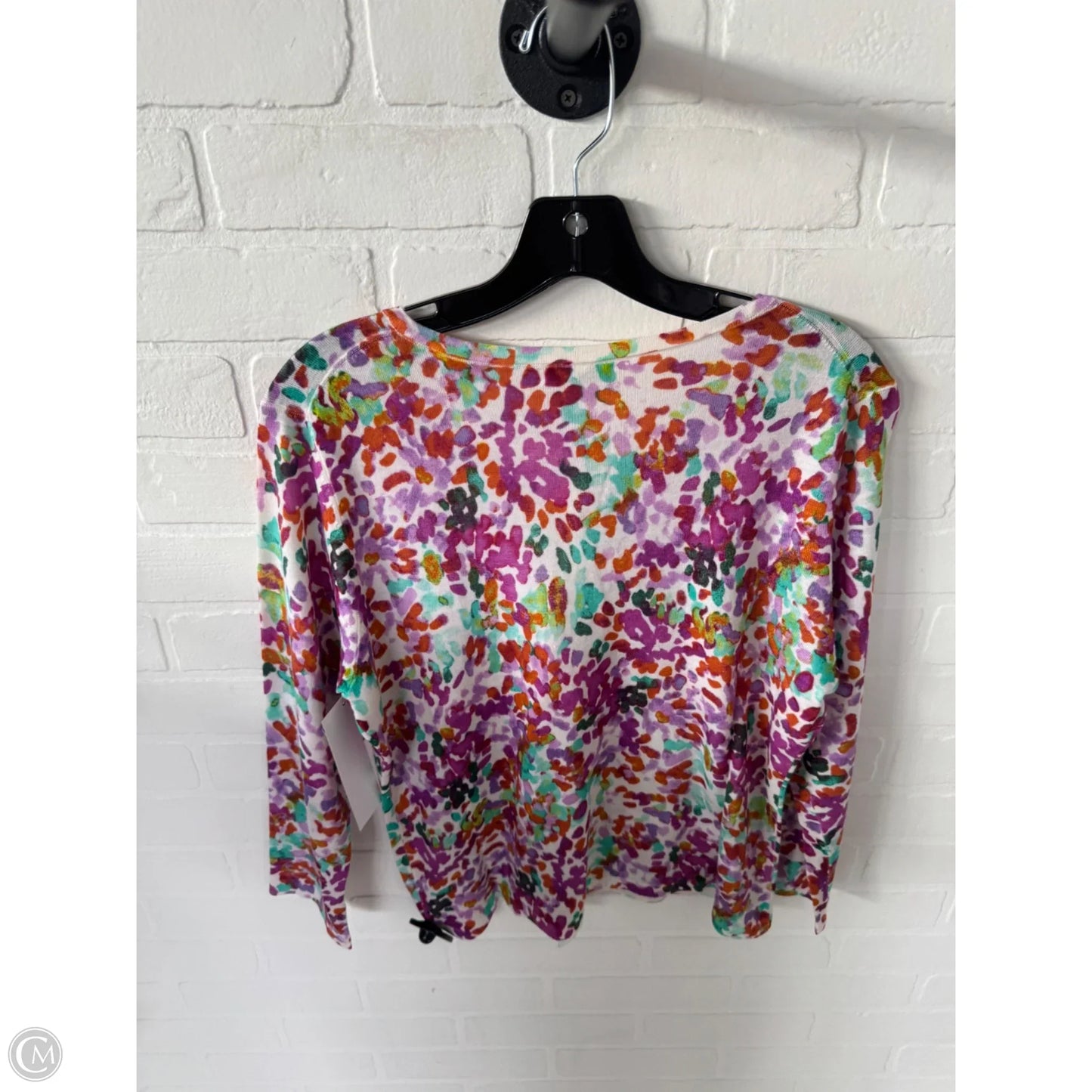 Sweater Cardigan By Garnet Hill In Purple & White, Size: Xl