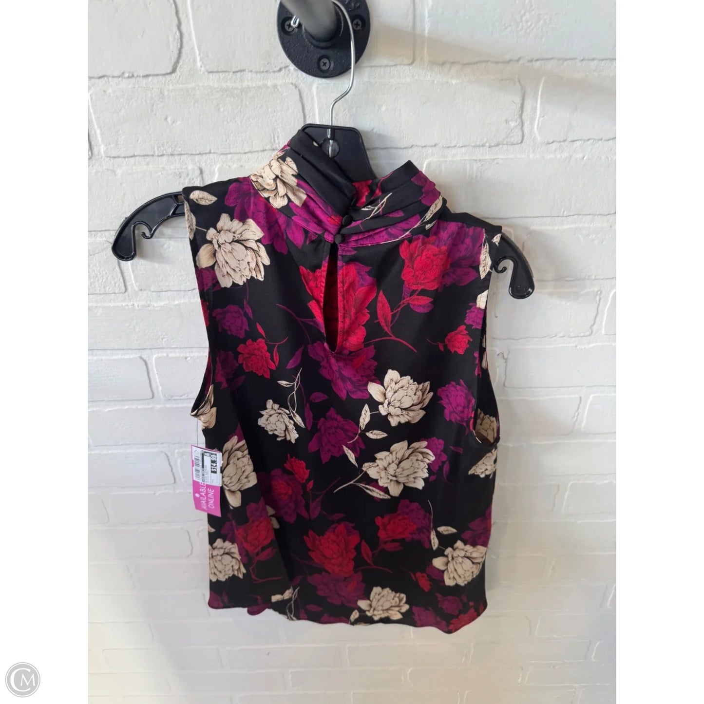 Blouse Sleeveless By Vince Camuto In Black & Purple, Size: S